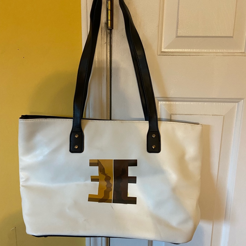 White/Brown/Gold Tote Bag (Ebony Edition Online Botique) - Picture 2 of 4